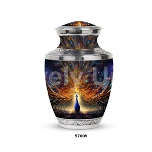 Beautiful Peacock Large Aluminium Cremation Adult Urn for Human Ashes Decorative Full Size Funeral Urn With Free <b>Velvet</b> <b>Bag</b> - Product Image 4