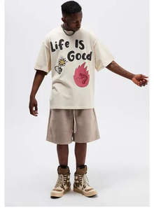 2025 vêtements conception personnalisée et Logo 100% coton hommes et femmes surdimensionné courbe cou lourd impression graphique DTG t-shirts - Product Image 6