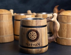 ถ้วยกาแฟไม้แบบชนบททำด้วยมือจานรองถ้วยไม้ไผ่คู่สำหรับของขวัญวันครบรอบแต่งงานวันเกิด - Product Image 1