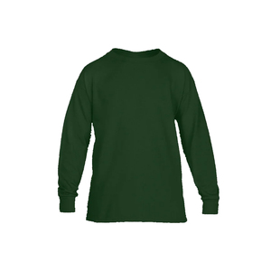 Alta calidad liso manga larga ajuste Regular algodón sensación transpirable antiarrugas cuello redondo Unisex ropa para jóvenes camisetas - Product Image 5