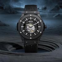 Jam Tangan Mewah Otomatis Terbaru dengan Tampilan Analog Bercahaya dan Desain Hollow Out Mekanik untuk Pria