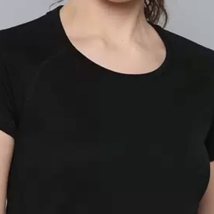 Women's Custom Croptop Cotton Gym <b>Tee</b> Plus Size Sexy Crop Tops in Blue Loose Fit Workout Dress Casual Style Cropped T <b>Shirt</b> - Product Image 5