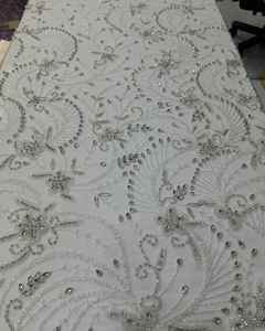 Broderie de mariage pour femmes, tissu brodé de perles et de sequins pour les mariées - Product Image 3