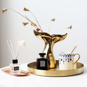 Plateau de vaisselle en métal massif décoratif pour meilleure maison et restaurant Plateaux de rangement design avec finition dorée pour un usage quotidien - Product Image 6