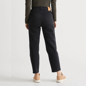 Jean droit personnalisé pour femme, respirant, lavable, en denim élastique, avec rivets décoratifs, coupe ample, taille mi-haute, délavage neige - Product Image 2