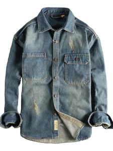 Chaquetas vaqueras de cuero genuino para hombre, prendas de vestir exteriores informales de gran tamaño para primavera y otoño, con cremallera lavada, con capucha, transpirable, frontal, Vintage - Product Image 6