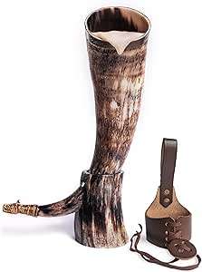 HF Crafts' Large Polished Buffalo Horn Personalized Viking Style Nautical Decoration with <b>Stand</b> Eco-Friendly for <b>Drinks</b> - Product Image 5