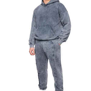 Oem Flared Men Jogger Set Personalizable Conjunto de dos piezas Flare Sweat Pants Streetwear Pantalones de chándal y Sudadera con capucha Conjunto Chándal para hombres - Product Image 1