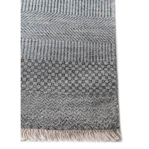 Alfombra Kairos Azul de Lana y Viscosa Anudada a Mano, Color Sólido, Diseño Abstracto para el Hogar, Pasillo, Dormitorio, Rectangular, Diseño de Patchwork SWK-95 - Product Image 4