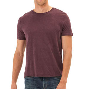 เสื้อยืดผ้าฝ้ายคอกลมสำหรับผู้ชายเสื้อคอตตอนคอกลมผ้าคอตตอนผสมสีแดงเข้มออกแบบโลโก้ได้ตามต้องการแขนสั้น - Product Image 1