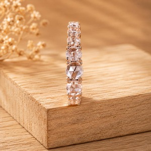 Élégante alliance de mariage en or massif 14 carats avec diamant rond taille rose de 0,54 ct E-F VS cultivé en laboratoire, sertie à griffes – Cadeau d'anniversaire de mariage - Product Image 6