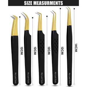 Pince à cils individuels noire best-seller, pointe en fibre à 45 degrés, outil de précision incurvé pour isolation des extensions de cils - Product Image 4