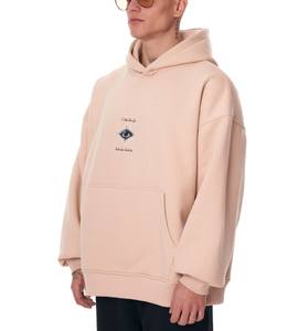 Sweat-shirt à capuche Boxy surdimensionné avec logo personnalisé pour hommes Sweat-shirt en coton polaire épais brodé dans la couleur unie dans des couleurs personnalisables pour l'hiver - Product Image 3