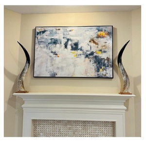 Juego de Cuernos de Buey Decorativos con Incrustaciones de Ágata - Decoración Rústica Ecológica de Estilo Animal/Náutico para Sala de Estar y Dormitorio - Product Image 1