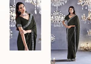 Bollywood Belle Viscose Pure Satin Avec Saree De Travail Zarkan Lourd - Product Image 4