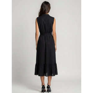 Vestido Midi Romántico Moderno con Cuello Mandarín, Cinturón, Algodón, Corte en A, Transpirable, para Verano, Tallas XS-XXL, Cintura Imperio, ODM - Product Image 6