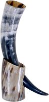 Copa de hidromiel de cuerno natural orgánico de la era vikinga, pulida, ecológica, con grabado personalizado y soporte metálico para regalos de boda