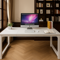 Bureau de travail industriel moderne de 63 pouces, mobile, grand format, robuste, avec pieds réglables et bureau spacieux