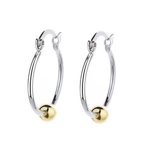 Pendientes de Aro con Cuentas Doradas de Dos Tonos - Product Image 1