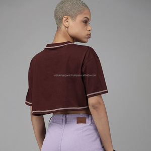 Nardon Apparel's Custom Embroidery Ruffle Cotton Spandex Knitted Summer <b>Rolled</b> Short Sleeve Classic Stacked Design Button - Product Image 2