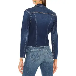 Hot Sale OEM Stylish <b>Women</b> Denim <b>Jacket</b> With Collar <b>Women</b> Customized <b>Light</b> Blue Washed Casual Jean <b>Jacket</b> for Sale - Product Image 3