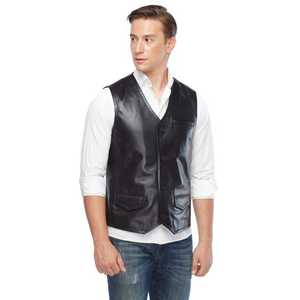 Men's Winter Warm Fleece Leather Vest Single Breasted V-<b>Neck</b> Casual Outerwear with Reversible & Breathable Feature Custom OEM - Product Image 5