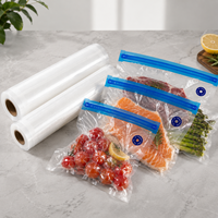 Sacs de conservation sous vide réutilisables multi-tailles, sans BPA, à double couche, avec valve anti-fuite, pour congélateur, micro-ondes et cuisson sous vide
