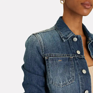 Chaqueta Bomber Vaquera de Moda 2025 para Mujer, Largo Regular, Casual, Color Marrón Claro, Acolchada, Transpirable, de Algodón, Estilo Urbano - Product Image 5