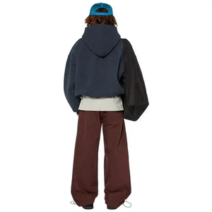 Nuevo diseño logotipo personalizado 100% algodón hombro caído gran tamaño manga larga Puff estampado recortado hombres pesado Zip Up sudaderas con capucha - Product Image 3