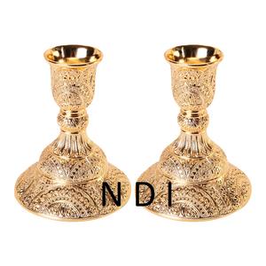 Lot de 2 bougeoirs sur pied en métal pour l'intérieur et l'extérieur très vendus bougeoir chauffe-plat porte-bougie design unique en métal - Product Image 1