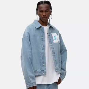 Custom Denim Jacket for Men High Street Style Winter High Quality Windproof Breathable Cowboy Front Print - Product Image 2
