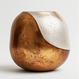 Jarrón decorativo de metal con textura martillada y silueta única, ideal para villas elegantes e interiores de hospitalidad de alta gama - Product Image 2