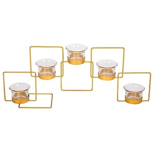 Unique Lifestyle <b>Glass</b> Candle <b>Holder</b> <b>Stand</b> Tea Light <b>Holder</b> with 5 Squares for 5 Tea Lights for Home Decor Candle <b>Holder</b> - Product Image 1