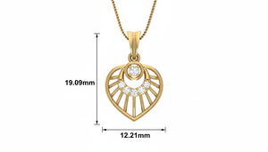 Pendentif en forme de cœur classique en or 14 carats et diamants naturels, inspiré de la nature, pour femmes - Product Image 2