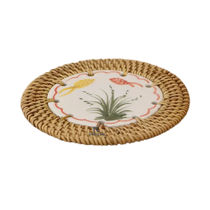 Vente en gros de napperon de dessous de verre en rotin naturel écologique Vaisselle classique en bambou de style fleur de jacinthe d'eau du Vietnam - Product Image 5