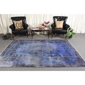 พรมขนสัตว์สีน้ำตาลฟ้าคลาสสิกขนาด5.3x8.6ฟุตงานปะต่อทรงสี่เหลี่ยมผืนผ้าลายทางสำหรับห้องนั่งเล่นยางรองหลังสำหรับบ้าน - Product Image 1