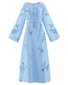 Nouvelles femmes Floral brodé Ukraine femmes longue décontracté cheville longueur longue Ukraine robe - Product Image 2