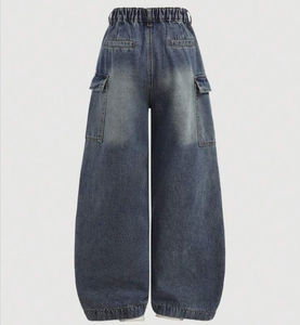 High Waist <b>Stretch</b> Baggy Denim <b>Jeans</b> Pants for <b>Women</b> Ladies Baggy <b>Jeans</b> Manufacturer Custom Cotton Washed <b>Women's</b> Pants Trousers - Product Image 4