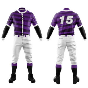 Uniformes de Béisbol Profesionales Personalizados de Alta Calidad, Conjunto de Poliéster/Algodón, Colores y Tallas Personalizables, Transpirables, Servicio OEM, Venta al Por Mayor - Product Image 4