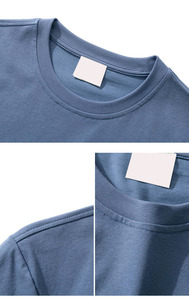 Custom Printed Men's 210-300 Gsm <b>High</b> <b>Neck</b> <b>T</b>-<b>Shirt</b> Heavy Polyester Embroidery 240 Grams Pre-Shrunk Oversized Cotton Plain Design - Product Image 6