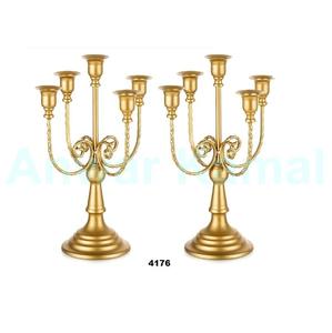 ชุดเชิงเทียน5แขนสีทอง2อันสำหรับตกแต่งบ้านห้องนั่งเล่นงานแต่งงานและเทศกาลอีสเตอร์สำหรับรับประทานอาหาร - Product Image 1