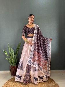 NOUVEAU STYLE COTON LÉGER LEHENGA CHOLI pour FEMMES CONCEPTION RÉVERSIBLE TOUTES SAISONS VÊTEMENTS DE FÊTE - Product Image 3