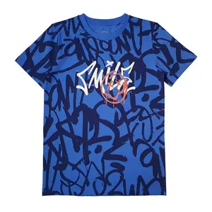 Camiseta de la mejor calidad para niños, ropa para niños, 100% algodón, azul oscuro, cuello redondo - Product Image 1