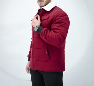 Chaqueta acolchada de algodón con cremallera personalizada al por mayor, chaqueta acolchada con cincha con estampado de letras para hombre - Product Image 5