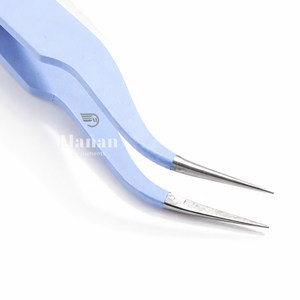 Professional Blue L Shape Lash Tweezers Volume Eyelash <b>Extension</b> Tool Precision Grip Easy Handling - Product Image 2