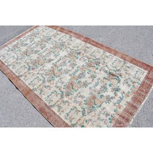 Classic Beige Brown 4.6 X 8.2 ft Wool <b>Rug</b> Turkish Patchwork Design for Entryway Living Room <b>Bedroom</b> Latex Rectangular Hallway - Product Image 4