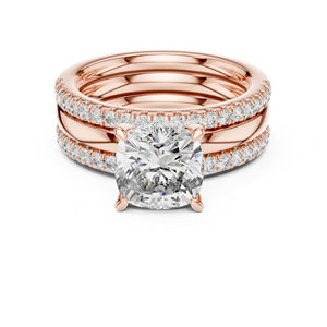 14K Yellow Gold <b>Cushion</b> & <b>Round</b> Cut Diamond Ring for Women | Bridal Jewellery | New Grown Diamond - Product Image 6