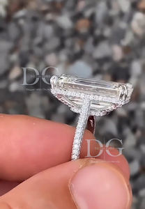 แหวนเงินทรง Emerald Cut ประดับเพชร Moissanite สำหรับผู้หญิง สไตล์เอธนิค ทำมือ เหมาะสำหรับงานหมั้น งานแต่งงาน หรืองานเลี้ยง ได้รับการรับรองจาก IGI - Product Image 2