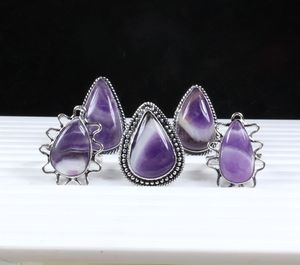 Anillos de piedras preciosas de amatista Chevron Natural, joyería chapada en plata, anillos de collar de diseñador para venta al por menor - Product Image 2