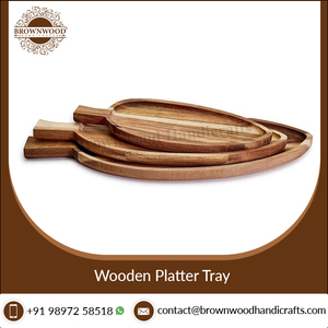 Bandeja de madera de Acacia sólida hecha a mano, Juego de 3 con acabado de madera Natural de buena calidad, gran oferta - Product Image 2